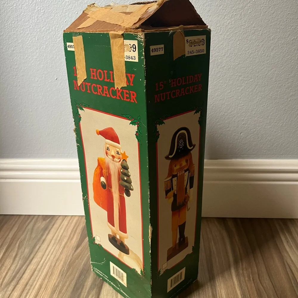 Vintage 15” Holiday Nutcracker With Original Box Red gold black